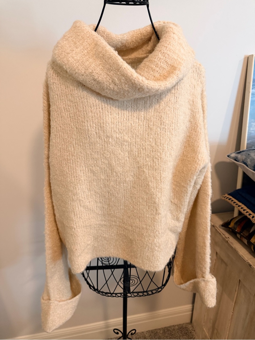 Q2 Cream Cowl Neck Sweater